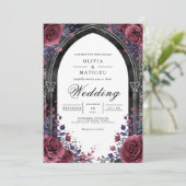 Gothic Plum Arch Floral Wedding 招待状 (スタンド正面)