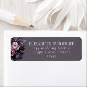 Gothic Plum Floral Wedding Address Labels ラベル (インサイチュ)