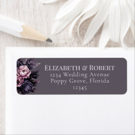 Gothic Plum Floral Wedding Address Labels ラベル