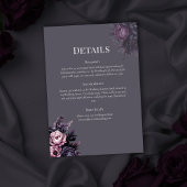 Gothic Plum Floral Wedding Details Card 招待状