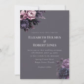Gothic Plum Floral Wedding Invitation 招待状 (正面)
