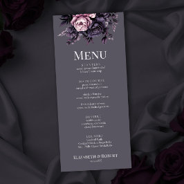 Gothic Plum Floral Wedding Menu メニュー