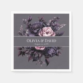 Gothic Plum Floral Wedding Napkins スタンダードカクテルナプキン