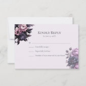 Gothic Plum Floral Wedding RSVP Card (正面)