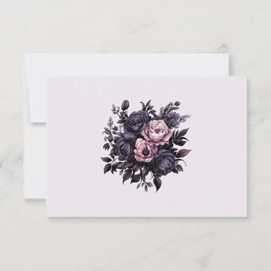 Gothic Plum Floral Wedding RSVP Card (裏面)