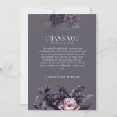 Gothic Plum Floral Wedding Thank You Card サンキューカード (正面)