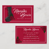 Gothic Punk Boot Rose Red Tattoo Artist 名刺 (正面/裏面)