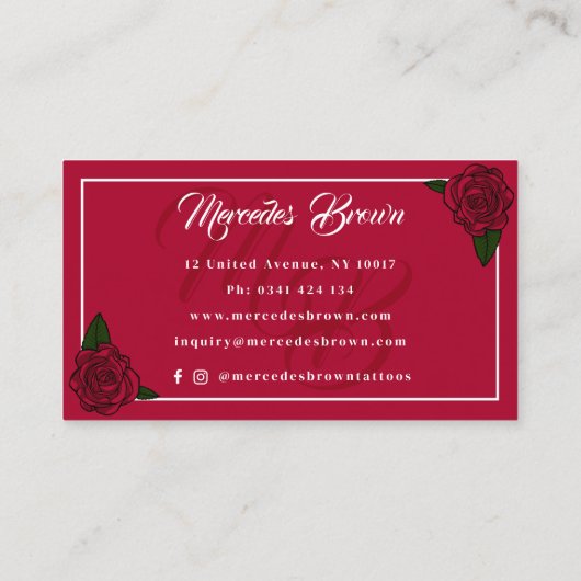 Gothic Punk Boot Rose Red Tattoo Artist 名刺 (裏面)