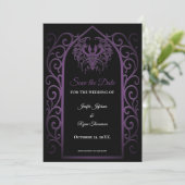 Gothic purple border wedding save the dat 案内状 (スタンド正面)