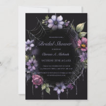 Gothic Purple Floral Spider Web Bridal Shower
