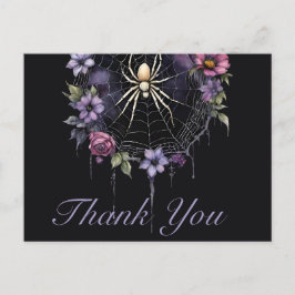 Gothic Purple Floral Spiderweb Thank You ポストカード