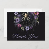 Gothic Purple Floral Spiderweb Thank You ポストカード (正面/裏面)