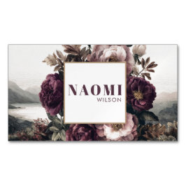 Gothic Purple Peony Lake Landscape Gold Frame マグネット名刺