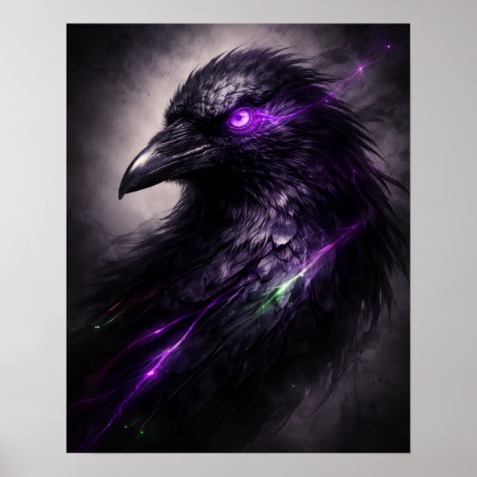 Gothic Purple Raven Wall Art ポスター (正面)
