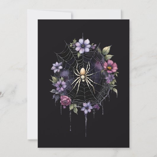 Gothic Purple Spider Floral Web Handfasting 招待状 (裏面)