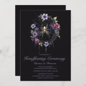 Gothic Purple Spider Floral Web Handfasting 招待状 (正面/裏面)