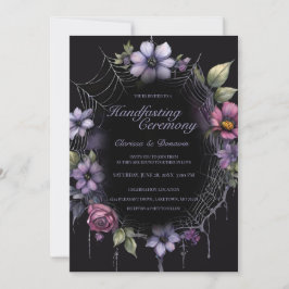 Gothic Purple Spider Floral Web Handfasting 招待状