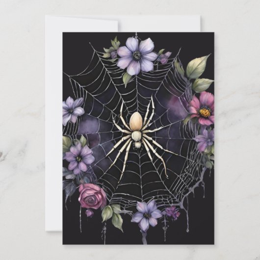 Gothic Purple Spider Floral Web Handfasting 招待状 (裏面)