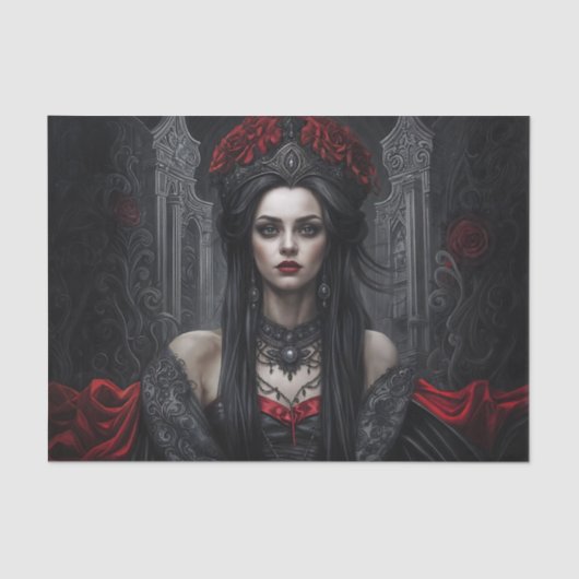 Gothic Queen Portrait Decoupage | Dark Vampire 薄葉紙 (正面)