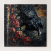 Gothic Raven and Roses Moody Painting Puzzle ジグソーパズル (横)