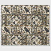 Gothic Raven and Skull Victorian Romance Print ラッピングペーパー (フラット)