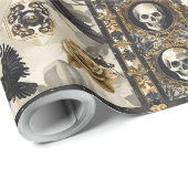 Gothic Raven and Skull Victorian Romance Print ラッピングペーパー (ロールコーナー)