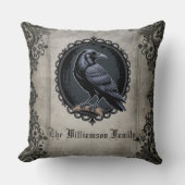 Gothic Raven Black Vintage クッション (正面)