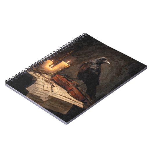Gothic Raven Candlelight Violin Notebook ノートブック (左側)