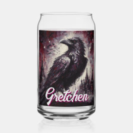 Gothic Raven Crow Bird Painting Personalized ガラス缶