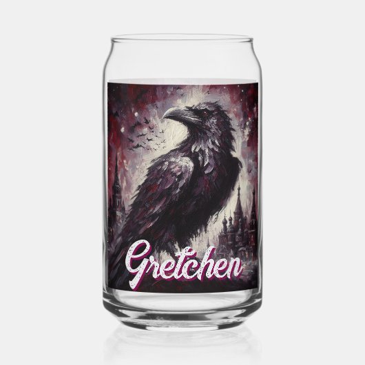 Gothic Raven Crow Bird Painting Personalized ガラス缶 (裏面)