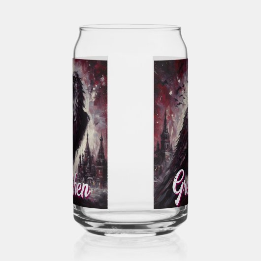 Gothic Raven Crow Bird Painting Personalized ガラス缶 (右)