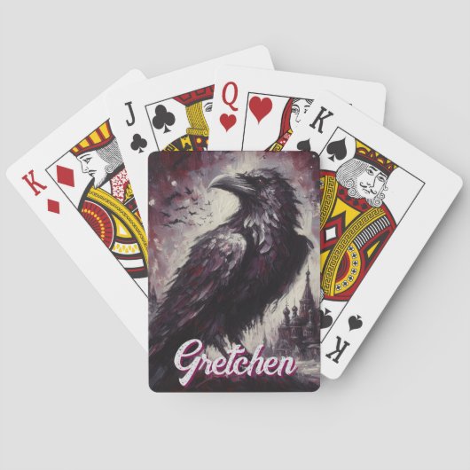 Gothic Raven Crow Bird Painting Personalized トランプ (裏面)