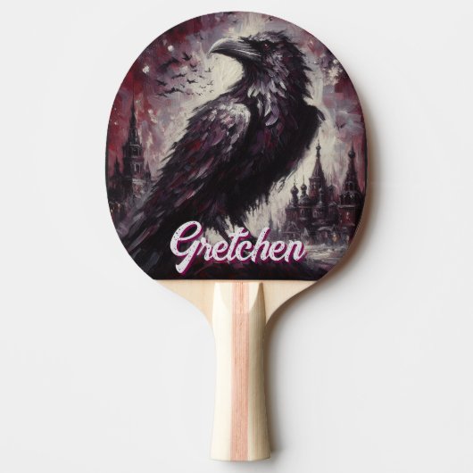 Gothic Raven Crow Bird Painting Personalized 卓球ラケット (正面)