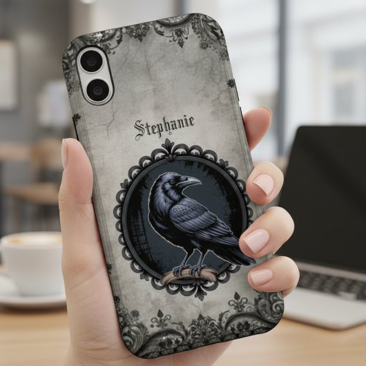 Gothic Raven Crow Dark Academia Style iPhone 16ケース
