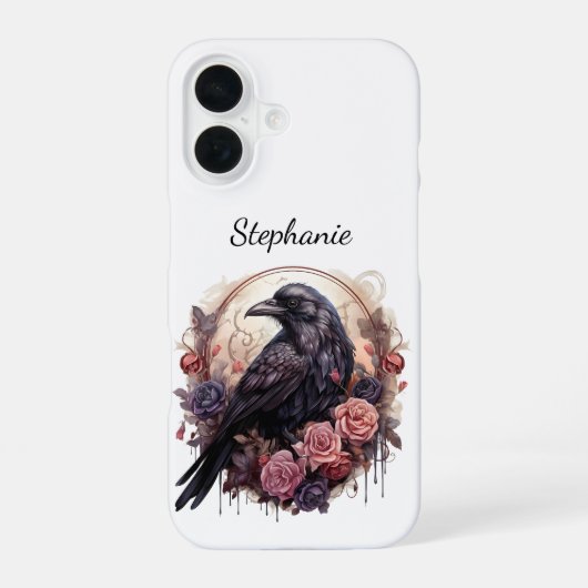 Gothic Raven Dark Academia Floral iPhone 16ケース (裏面)