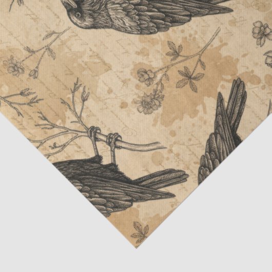 Gothic Raven Dark Academia Floral Vintage Style 薄葉紙 (詳細)