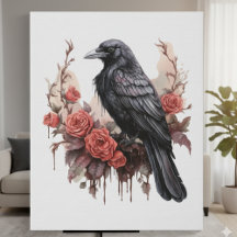 Gothic Raven Dripping Roses Dark Academia