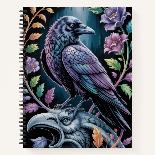 Gothic Raven Floral Dark Academia Notebook Gift ノートブック (正面)