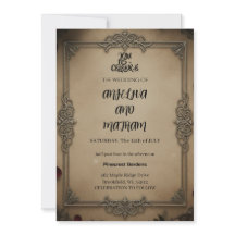 Gothic Raven Floral Wedding Arch Invitation