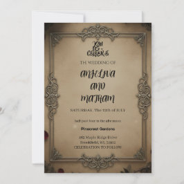 Gothic Raven Floral Wedding Arch Invitation 招待状