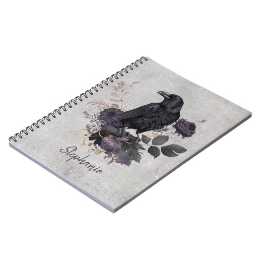 Gothic Raven & Midnight Blooms ノートブック (左側)