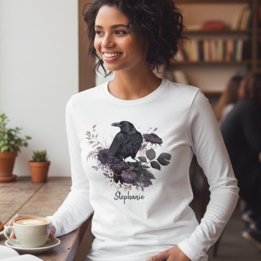 Gothic Raven & Midnight Blooms Long Sleeve トライブレンドＴシャツ