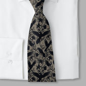 Gothic Raven Necktie – Dark Floral & Raven Motif ネクタイ