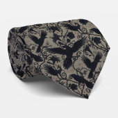 Gothic Raven Necktie – Dark Floral & Raven Motif ネクタイ (ロール)
