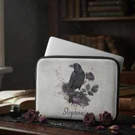Gothic Raven Personalized Dark Flora ラップトップスリーブ