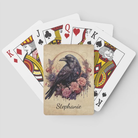 Gothic Raven Playing Cards – Mystical Bloom Deck トランプ (裏面)