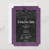 Gothic Raven Purple Darkly Ever After Wedding 招待状 (正面)