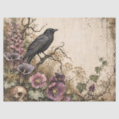 Gothic Raven & Purple Wildflowers Decoupage Tissue 薄葉紙 (正面)