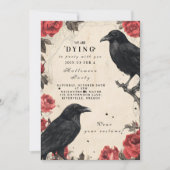 Gothic Raven Rose Halloween Party 招待状 (正面)
