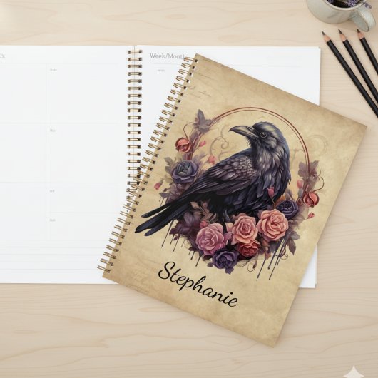 Gothic Raven & Roses – Personalized Chic プランナー手帳
